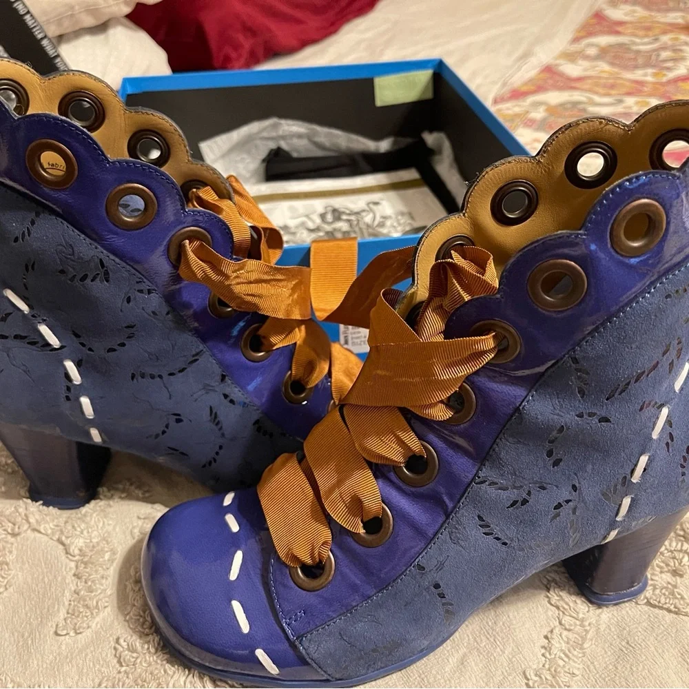 Stylish Blue and Orange Women's Fluevog Boots - Picture 5 of 9